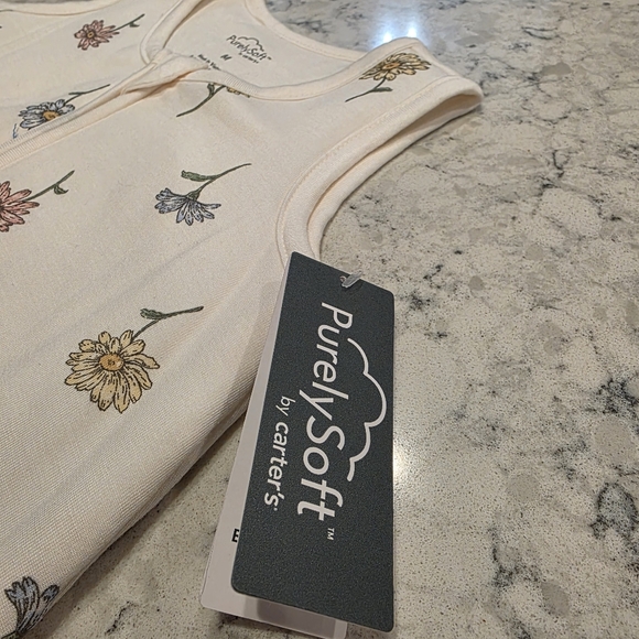 Carter's Baby 2-Way Zip Floral PurelySoft Wearable Blanket - Ivory Floral Medium - Picture 8 of 12